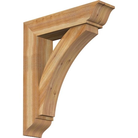 Ekena Millwork Thorton Traditional Rough Sawn Bracket w/ Offset Brace, Western Red Cedar, 8"W x 32"D x 38"H BKT0806X32X38THR01RWR